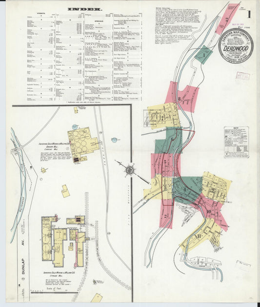 Sanborn Fire Insurance Map from Deadwood, Lawrence County, South Dakota (1909), Sheet #0001 - Complete Map Set gallery image, historic Sanborn map, vintage wall art, South Dakota South Dakota