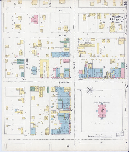 Sanborn Fire Insurance Map from Lamar, Barton County, Missouri (1896), Sheet #0002 - Historic Sanborn Fire Insurance Map Print, vintage old map wall art, antique decor, genealogy gift, Missouri Missouri map