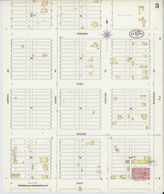 Sanborn Fire Insurance Map from El Reno, Canadian County, Oklahoma (1898), Sheet #0003 - Historic Sanborn Fire Insurance Map Print, vintage old map wall art, antique decor, genealogy gift, Oklahoma Oklahoma map