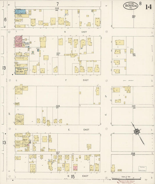 Sanborn Fire Insurance Map from Benicia, Solano County, California (1913), Sheet #0014 - Historic Sanborn Fire Insurance Map Print, vintage old map wall art, antique decor, genealogy gift, California California map