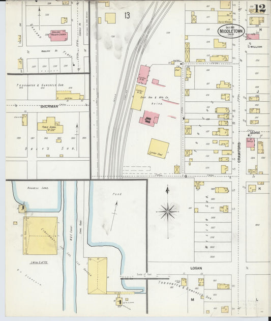 Sanborn Fire Insurance Map from Middletown, Butler County, Ohio (1901), Sheet #0012 - Historic Sanborn Fire Insurance Map Print, vintage old map wall art, antique decor, genealogy gift, Ohio Ohio map