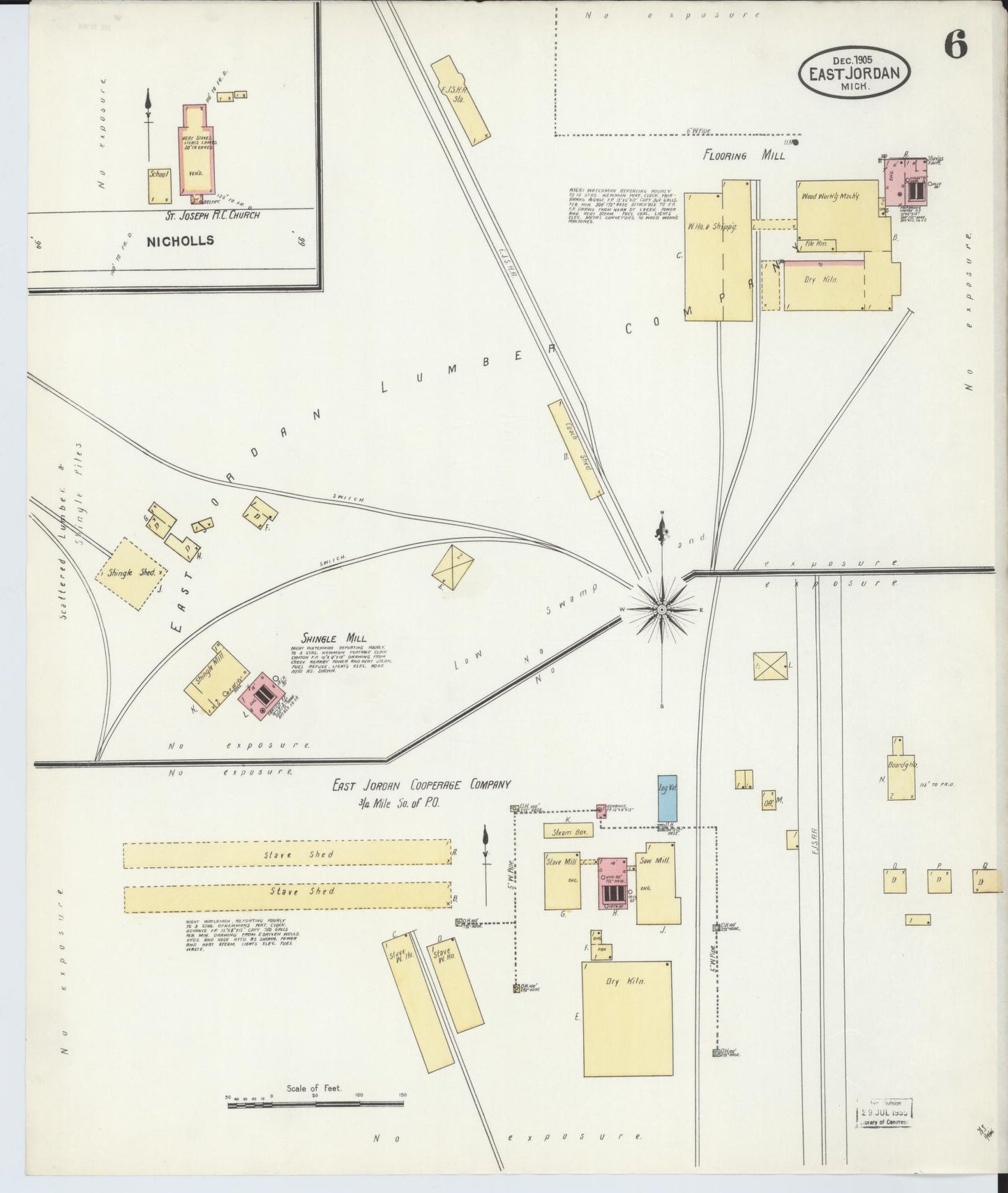 Sanborn Fire Insurance Map from East Jordan, Charlevoix County, Michigan (1905), Sheet #0006 - Complete Map Set gallery image, historic Sanborn map, vintage wall art, Michigan Michigan