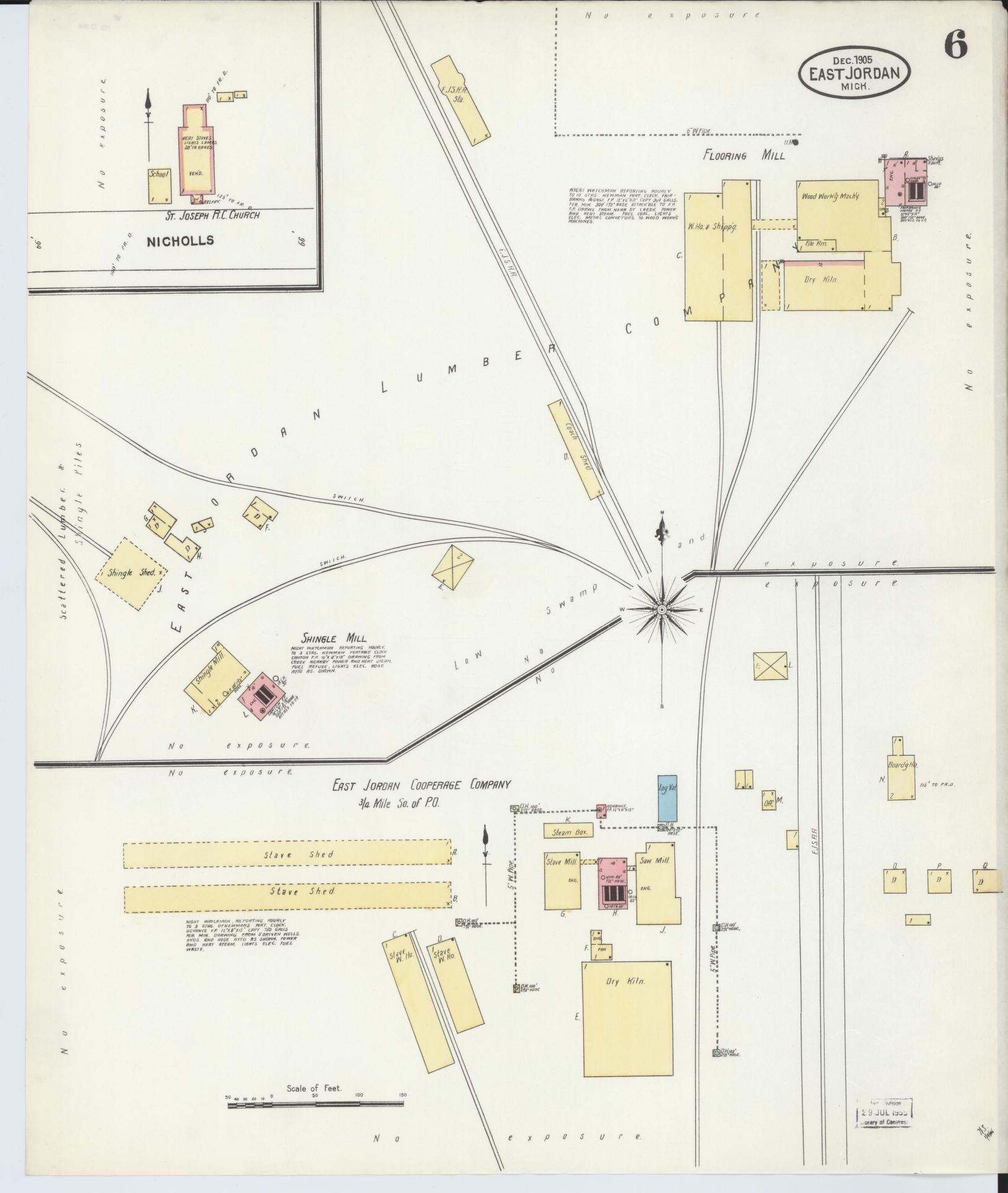 Sanborn Fire Insurance Map from East Jordan, Charlevoix County, Michigan (1905), Sheet #0006 - Complete Map Set gallery image, historic Sanborn map, vintage wall art, Michigan Michigan