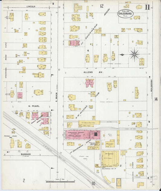 Sanborn Fire Insurance Map from Galesburg, Knox County, Illinois (1906), Sheet #0011 - Historic Sanborn Fire Insurance Map Print, vintage old map wall art, antique decor, genealogy gift, Illinois Illinois map