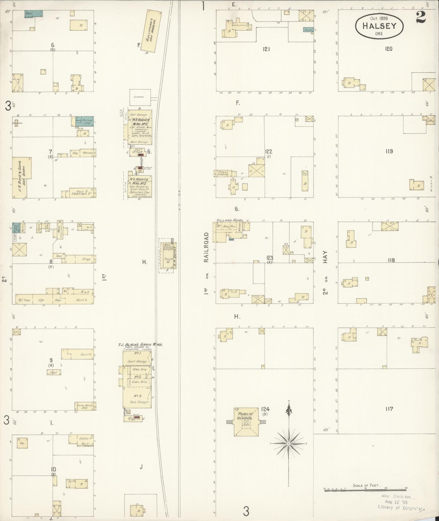 Sanborn Fire Insurance Map from Halsey, Linn County, Oregon (1899), Sheet #0002 - Complete Map Set gallery image, historic Sanborn map, vintage wall art, Oregon Oregon