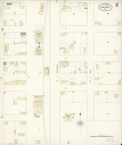 Sanborn Fire Insurance Map from Halsey, Linn County, Oregon (1899), Sheet #0002 - Complete Map Set gallery image, historic Sanborn map, vintage wall art, Oregon Oregon