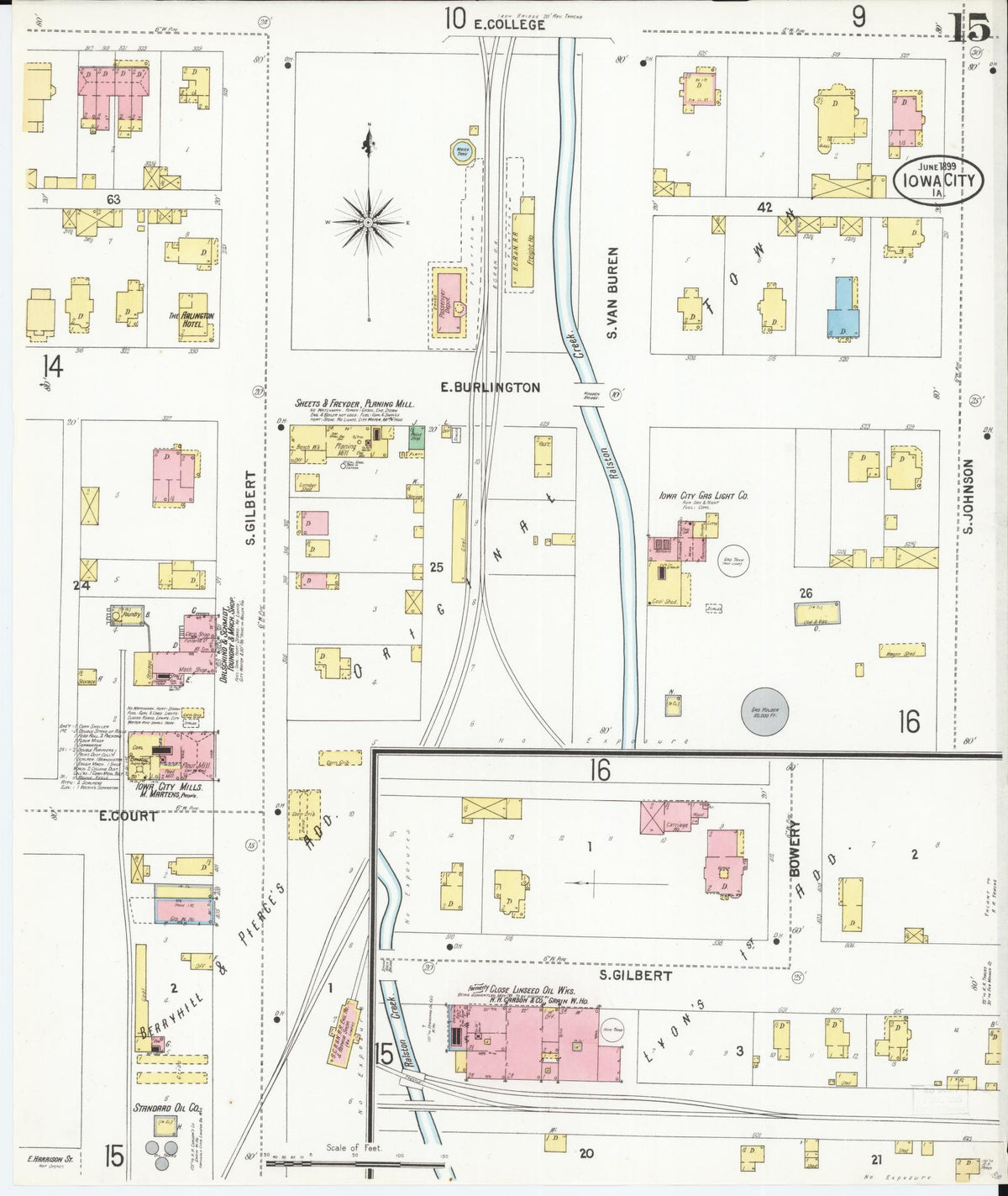 Sanborn Fire Insurance Map from Iowa City, Johnson County, Iowa (1899), Sheet #0015 - Historic Sanborn Fire Insurance Map Print