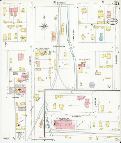 Sanborn Fire Insurance Map from Iowa City, Johnson County, Iowa (1899), Sheet #0015 - Historic Sanborn Fire Insurance Map Print