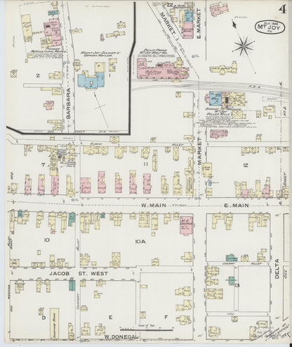 Sanborn Fire Insurance Map from Mount Joy, Lancaster County, Pennsylvania (1886), Sheet #0004 - Complete Map Set gallery image, historic Sanborn map, vintage wall art, Pennsylvania Pennsylvania