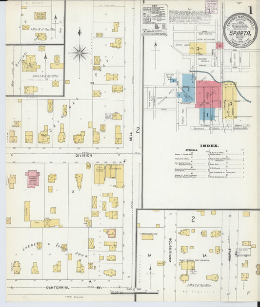 Sanborn Fire Insurance Map from Sparta, Kent County, Michigan (1904), Sheet #0001 - Historic Sanborn Fire Insurance Map Print, vintage old map wall art, antique decor, genealogy gift, Michigan Michigan map