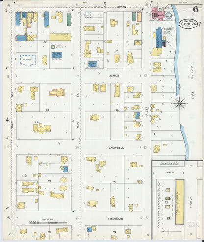 Sanborn Fire Insurance Map from Geneva, Kane County, Illinois (1905), Sheet #0006 - Complete Map Set gallery image, historic Sanborn map, vintage wall art, Illinois Illinois