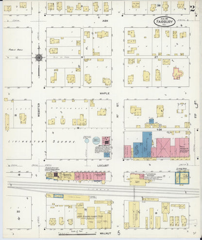 Sanborn Fire Insurance Map from Fairbury, Livingston County, Illinois (1911), Sheet #0002 - Complete Map Set gallery image, historic Sanborn map, vintage wall art, Illinois Illinois