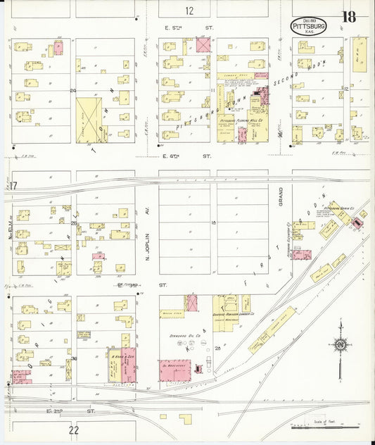 Sanborn Fire Insurance Map from Pittsburg, Crawford County, Kansas (1913), Sheet #0018 - Historic Sanborn Fire Insurance Map Print, vintage old map wall art, antique decor, genealogy gift, Kansas Kansas map