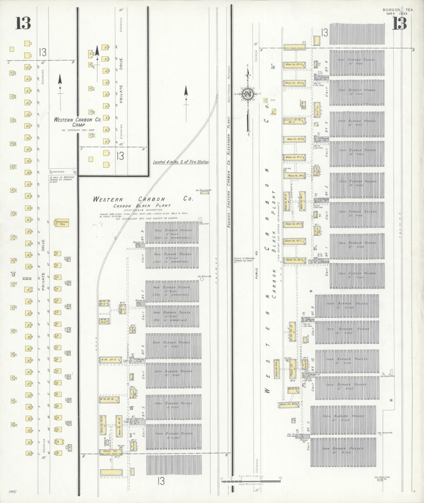 Sanborn Fire Insurance Map from Borger, Hutchinson County, Texas (1933), Sheet #0013 - Complete Map Set gallery image, historic Sanborn map, vintage wall art, Texas Texas
