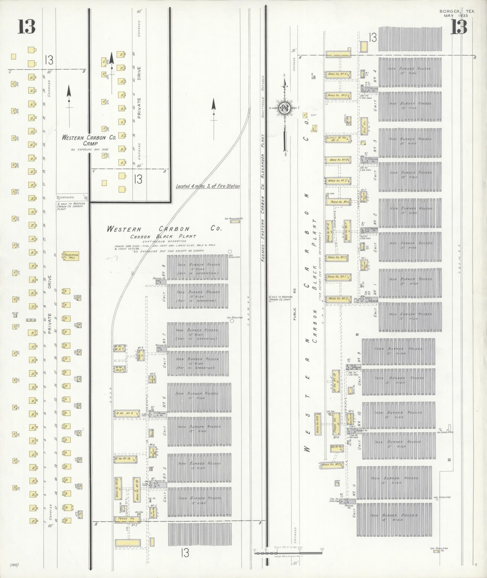Sanborn Fire Insurance Map from Borger, Hutchinson County, Texas (1933), Sheet #0013 - Complete Map Set gallery image, historic Sanborn map, vintage wall art, Texas Texas