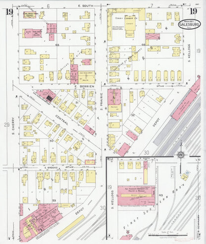 Sanborn Fire Insurance Map from Galesburg, Knox County, Illinois (1927), Sheet #0019 - Complete Map Set gallery image, historic Sanborn map, vintage wall art, Illinois Illinois