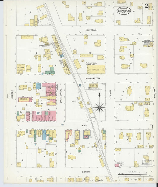 Sanborn Fire Insurance Map from Brandon, Fond du Lac County, Wisconsin (1908), Sheet #0002 - Historic Sanborn Fire Insurance Map Print, vintage old map wall art, antique decor, genealogy gift, Wisconsin Wisconsin map