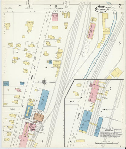 Sanborn Fire Insurance Map from Fairport, Monroe County, New York (1909), Sheet #0007 - Historic Sanborn Fire Insurance Map Print, vintage old map wall art, antique decor, genealogy gift, New York New York map