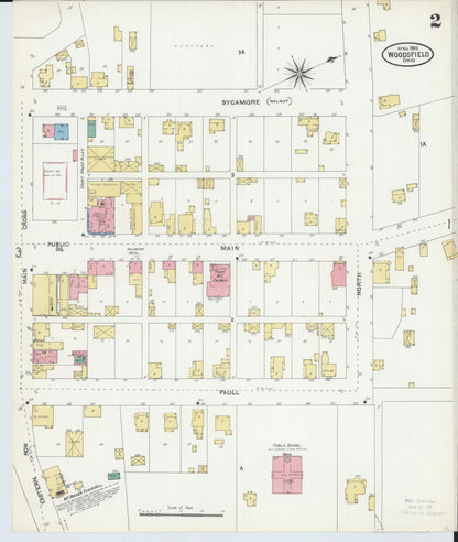 Sanborn Fire Insurance Map from Woodsfield, Monroe County, Ohio (1905), Sheet #0002 - Complete Map Set gallery image, historic Sanborn map, vintage wall art, Ohio Ohio