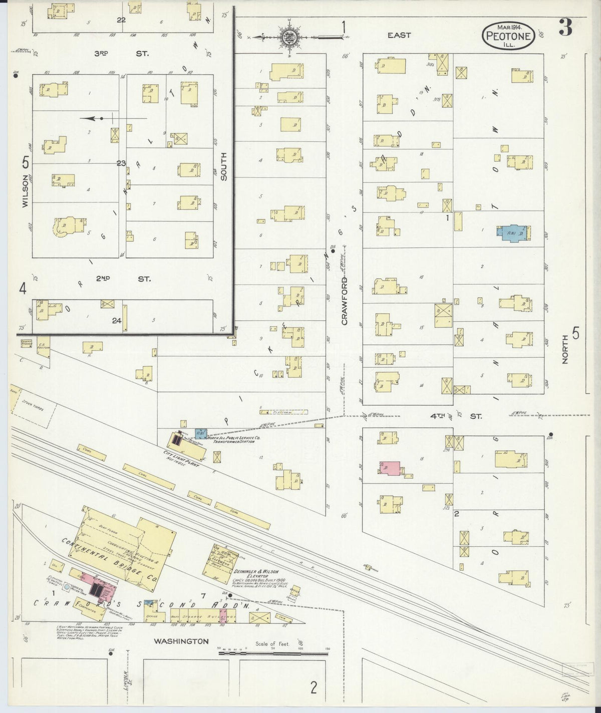Sanborn Fire Insurance Map from Peotone, Will County, Illinois (1914), Sheet #0003 - Historic Sanborn Fire Insurance Map Print, vintage old map wall art, antique decor, genealogy gift, Illinois Illinois map