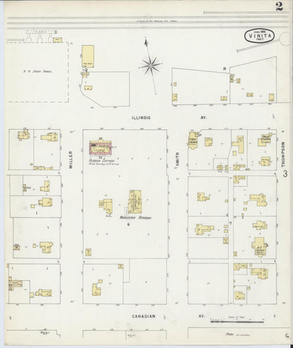 Sanborn Fire Insurance Map from Vinita, Craig County, Oklahoma (1896), Sheet #0002 - Complete Map Set gallery image, historic Sanborn map, vintage wall art, Oklahoma Oklahoma