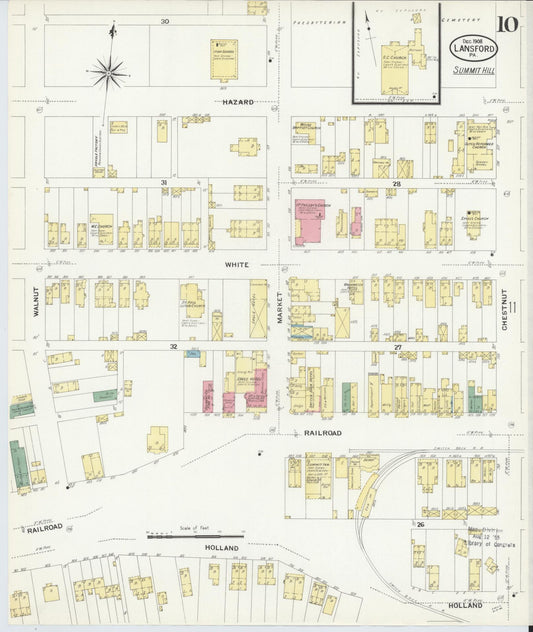 Sanborn Fire Insurance Map from Lansford, Carbon County, Pennsylvania (1908), Sheet #0010 - Historic Sanborn Fire Insurance Map Print, vintage old map wall art, antique decor, genealogy gift, Pennsylvania Pennsylvania map