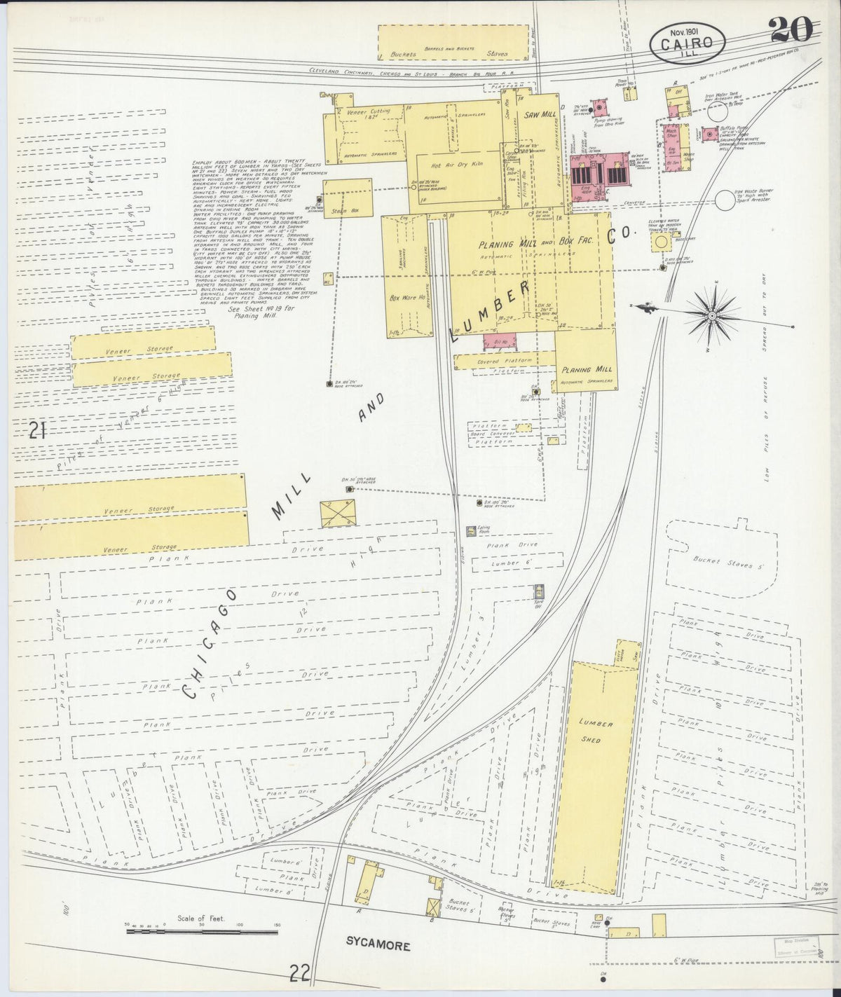 Sanborn Fire Insurance Map from Cairo, Alexander County, Illinois (1901), Sheet #0020 - Historic Sanborn Fire Insurance Map Print, vintage old map wall art, antique decor, genealogy gift, Illinois Illinois map