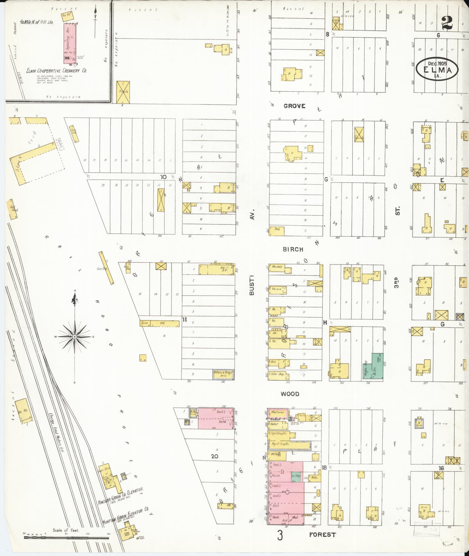 Sanborn Fire Insurance Map from Elma, Howard County, Iowa (1905), Sheet #0002 - Historic Sanborn Fire Insurance Map Print, vintage old map wall art