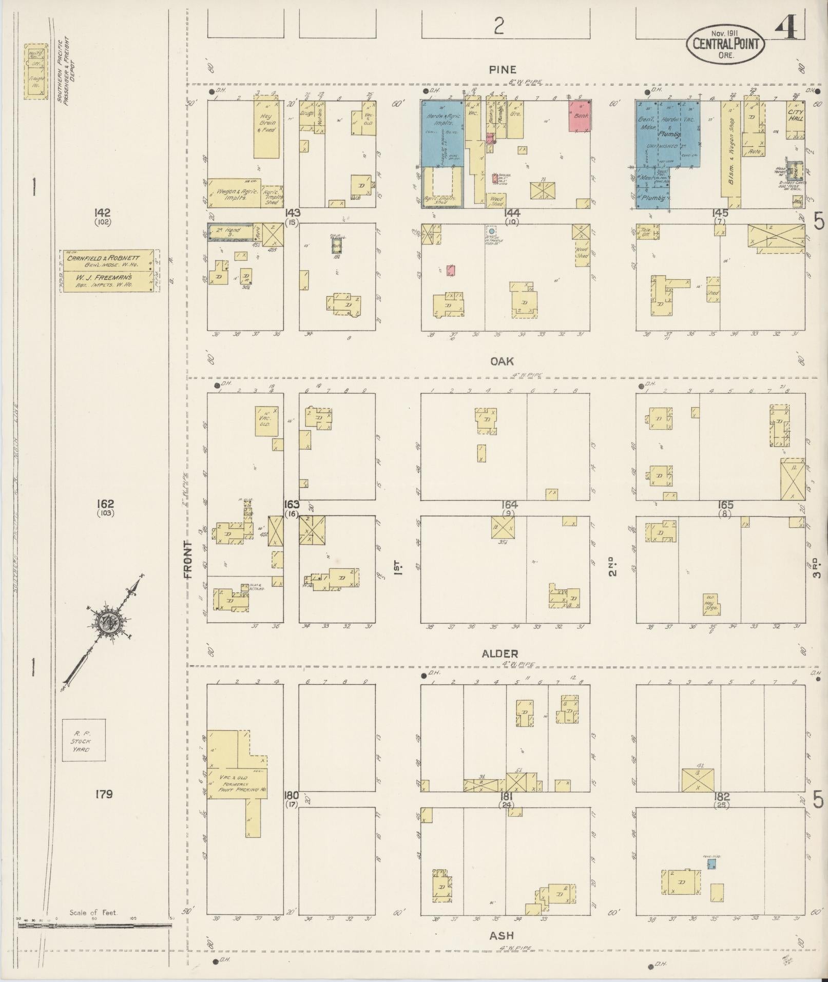 Sanborn Fire Insurance Map from Central Point, Jackson County, Oregon (1911), Sheet #0004 - Complete Map Set gallery image, historic Sanborn map, vintage wall art, Oregon Oregon