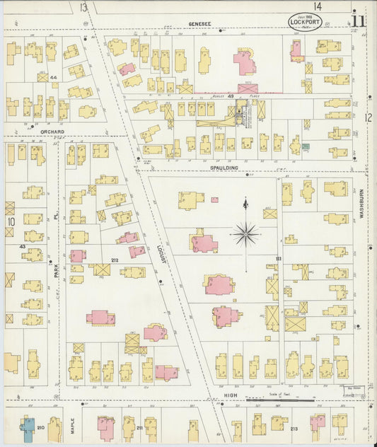 Sanborn Fire Insurance Map from Lockport, Niagara County, New York (1903), Sheet #0011 - Historic Sanborn Fire Insurance Map Print, vintage old map wall art, antique decor, genealogy gift, New York New York map