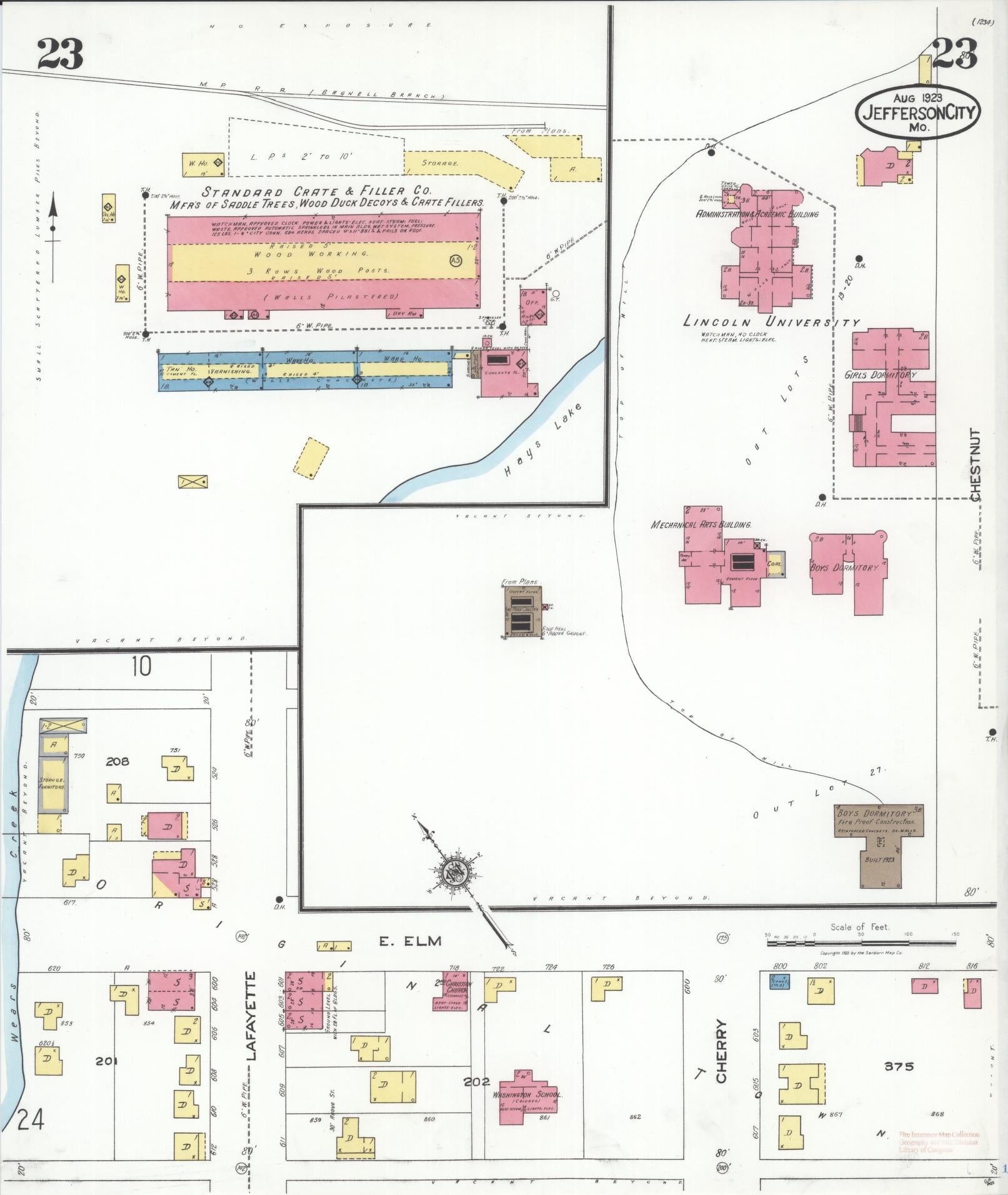 Sanborn Fire Insurance Map from Jefferson City, Cole County, Missouri (1923), Sheet #0023 - Historic Sanborn Fire Insurance Map Print, vintage old map wall art, antique decor, genealogy gift, Missouri Missouri map
