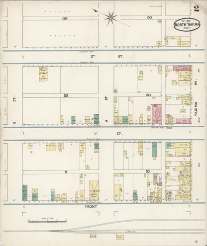 Sanborn Fire Insurance Map from North Yakima, Yakima County, Washington (1888), Sheet #0002 - Complete Map Set gallery image, historic Sanborn map, vintage wall art, Washington Washington
