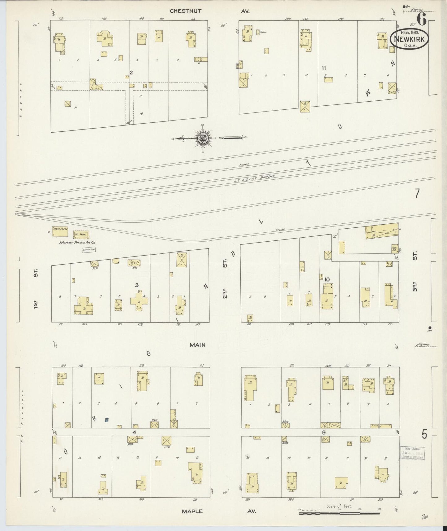Sanborn Fire Insurance Map from Newkirk, Kay County, Oklahoma (1913), Sheet #0006 - Complete Map Set gallery image, historic Sanborn map, vintage wall art, Oklahoma Oklahoma