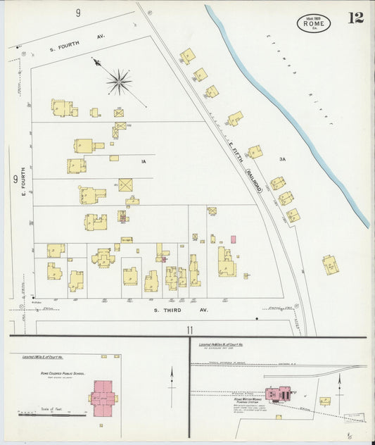 Sanborn Fire Insurance Map from Rome, Floyd County, Georgia (1909), Sheet #0012 - Historic Sanborn Fire Insurance Map Print, vintage old map wall art, antique decor, genealogy gift, Georgia Georgia map