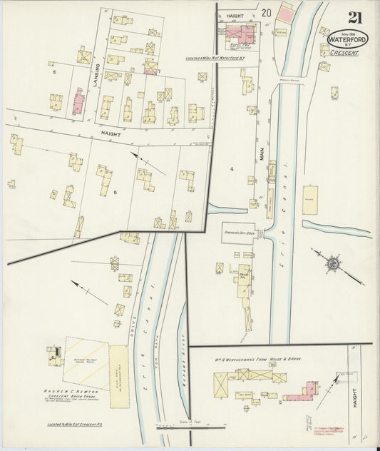 Sanborn Fire Insurance Map from Waterford, Saratoga County, New York (1914), Sheet #0021 - Historic Sanborn Fire Insurance Map Print, vintage old map wall art, antique decor, genealogy gift, New York New York map
