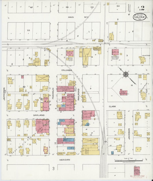 Sanborn Fire Insurance Map from Colfax, Clinton County, Indiana (1919), Sheet #0002 - Historic Sanborn Fire Insurance Map Print, vintage old map wall art, antique decor, genealogy gift, Indiana Indiana map