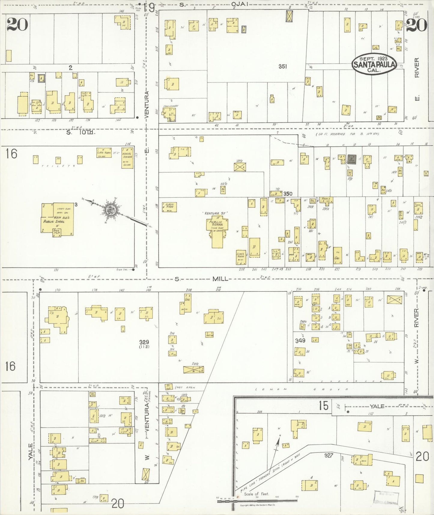 Sanborn Fire Insurance Map from Santa Paula, Ventura County, California (1923), Sheet #0020 - Complete Map Set gallery image, historic Sanborn map, vintage wall art, California California