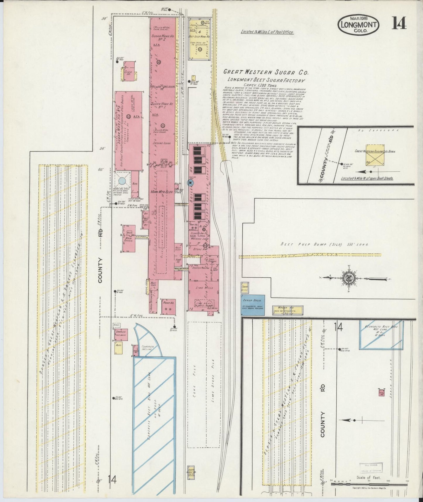 Sanborn Fire Insurance Map from Longmont, Boulder County, Colorado (1918), Sheet #0014 - Complete Map Set gallery image, historic Sanborn map, vintage wall art, Colorado Colorado