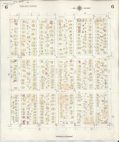 Sanborn Fire Insurance Map from Webster City, Hamilton County, Iowa (1950), Sheet #0006 - Historic Sanborn Fire Insurance Map Print, vintage old map wall art