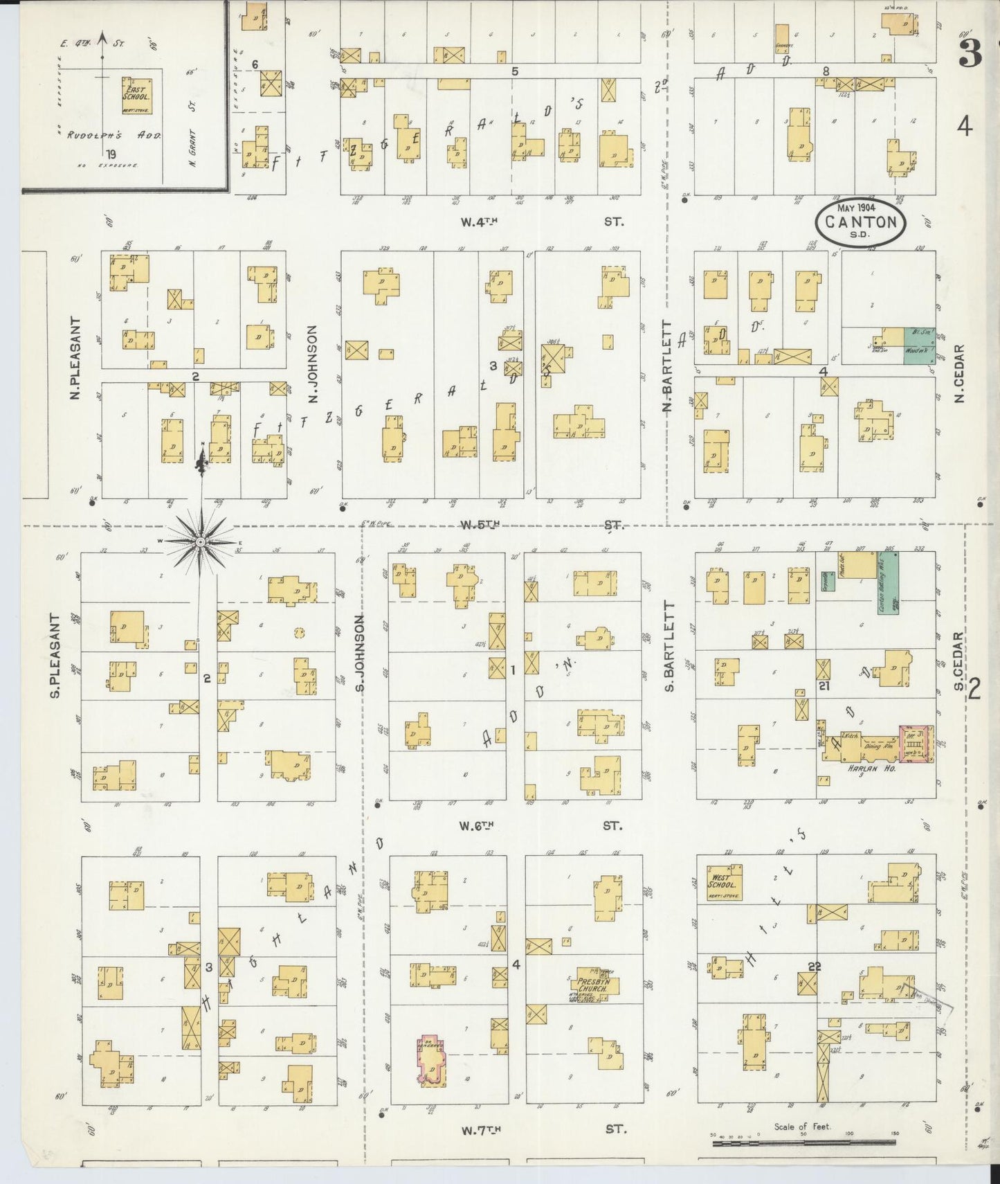 Sanborn Fire Insurance Map from Canton, Lincoln County, South Dakota (1904), Sheet #0003 - Complete Map Set gallery image, historic Sanborn map, vintage wall art, South Dakota South Dakota