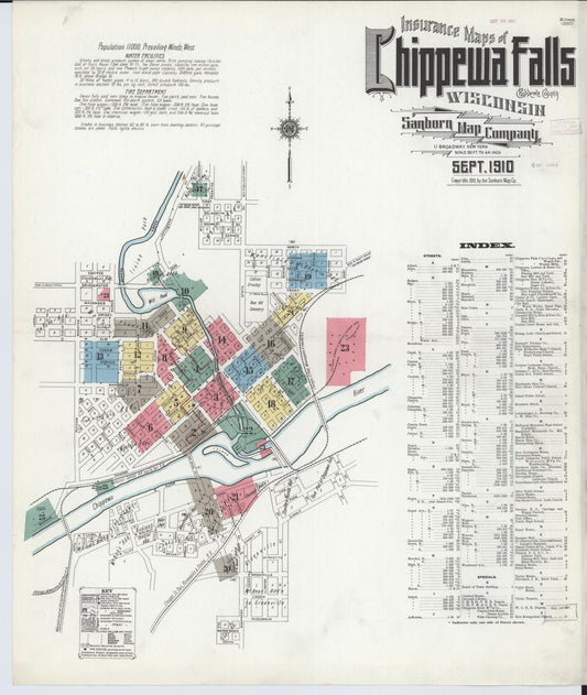 Sanborn Fire Insurance Map from Chippewa Falls, Chippewa County, Wisconsin (1910), Sheet #0001 - Complete Map Set gallery image, historic Sanborn map, vintage wall art, Wisconsin Wisconsin