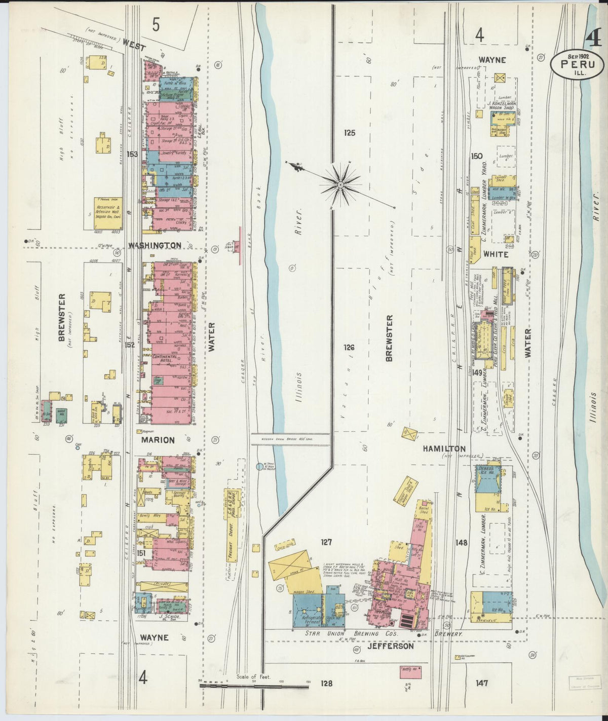 Sanborn Fire Insurance Map from Peru, La Salle County, Illinois (1902), Sheet #0004 - Complete Map Set gallery image, historic Sanborn map, vintage wall art, Illinois Illinois