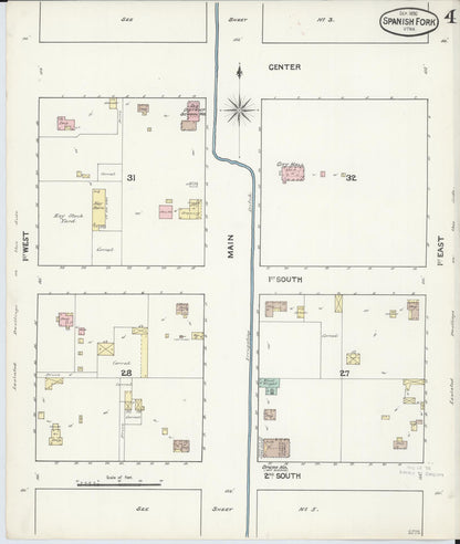 Sanborn Fire Insurance Map from Spanish Fork, Utah County, Utah (1890), Sheet #0004 - Complete Map Set gallery image, historic Sanborn map, vintage wall art, Spanish Fork Utah