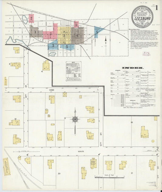 Sanborn Fire Insurance Map from Leesburg, Lake County, Florida. (1911) – Historic Sanborn Fire Insurance Map Print