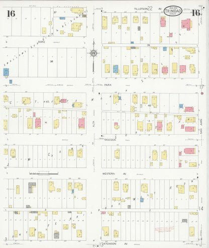 Sanborn Fire Insurance Map from Trinidad, Las Animas County, Colorado (1930), Sheet #0016 - Complete Map Set gallery image, historic Sanborn map, vintage wall art, Colorado Colorado