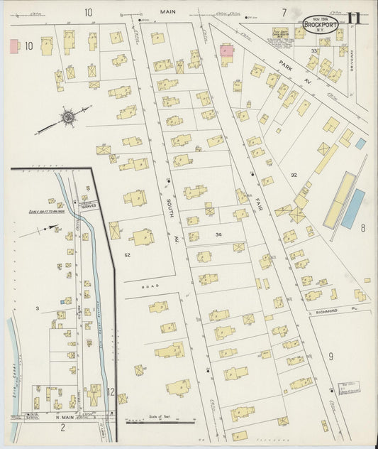 Sanborn Fire Insurance Map from Brockport, Monroe County, New York (1914), Sheet #0011 - Historic Sanborn Fire Insurance Map Print, vintage old map wall art, antique decor, genealogy gift, New York New York map