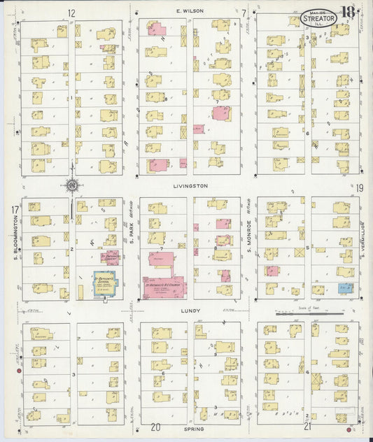 Sanborn Fire Insurance Map from Streator, La Salle County, Illinois (1916), Sheet #0018 - Historic Sanborn Fire Insurance Map Print, vintage old map wall art, antique decor, genealogy gift, Illinois Illinois map