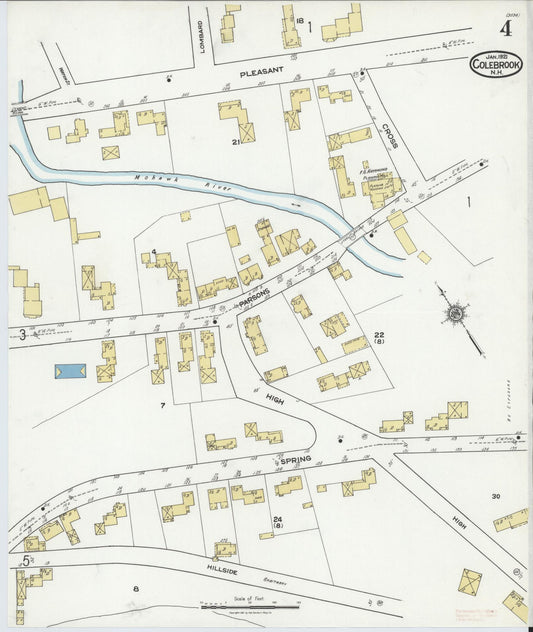 Sanborn Fire Insurance Map from Colebrook, Coos County, New Hampshire (1921), Sheet #0004 - Historic Sanborn Fire Insurance Map Print, vintage old map wall art, antique decor, genealogy gift, New Hampshire New Hampshire map