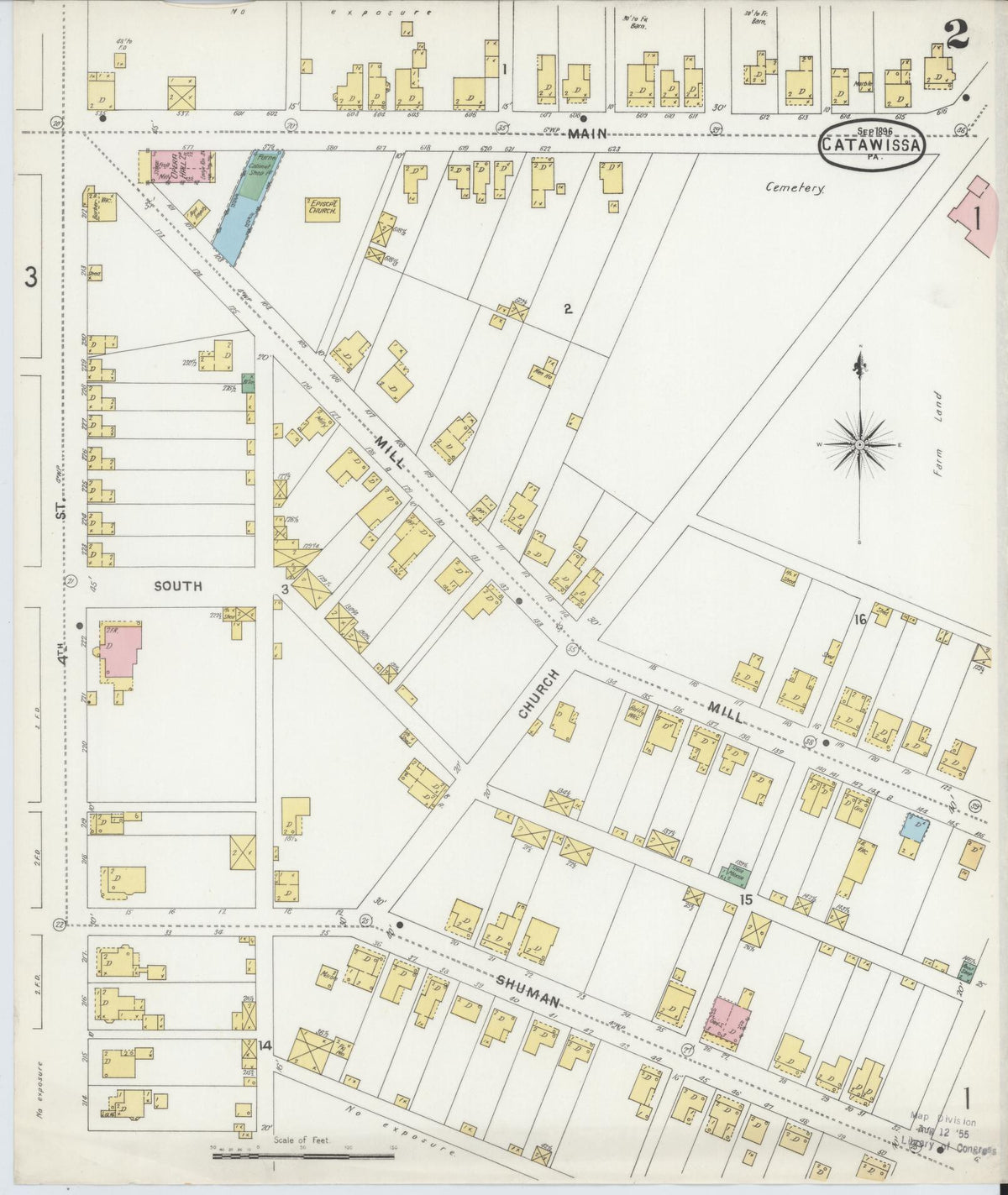 Sanborn Fire Insurance Map from Catawissa, Columbia County, Pennsylvania (1896), Sheet #0002 - Complete Map Set gallery image, historic Sanborn map, vintage wall art, Pennsylvania Pennsylvania