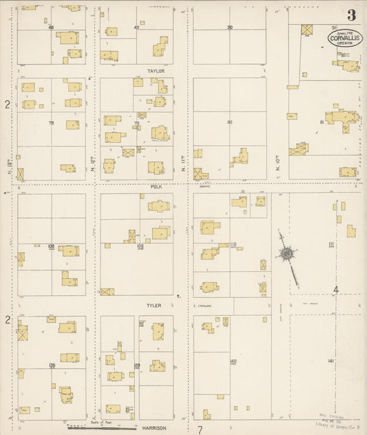 Sanborn Fire Insurance Map from Corvallis, Benton County, Oregon (1912), Sheet #0003 - Historic Sanborn Fire Insurance Map Print, vintage old map wall art, antique decor, genealogy gift, Oregon Oregon map
